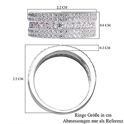 Simulated Diamond 1.67 ctw Ring in Rhodium Over Sterling Silver (Size 8)