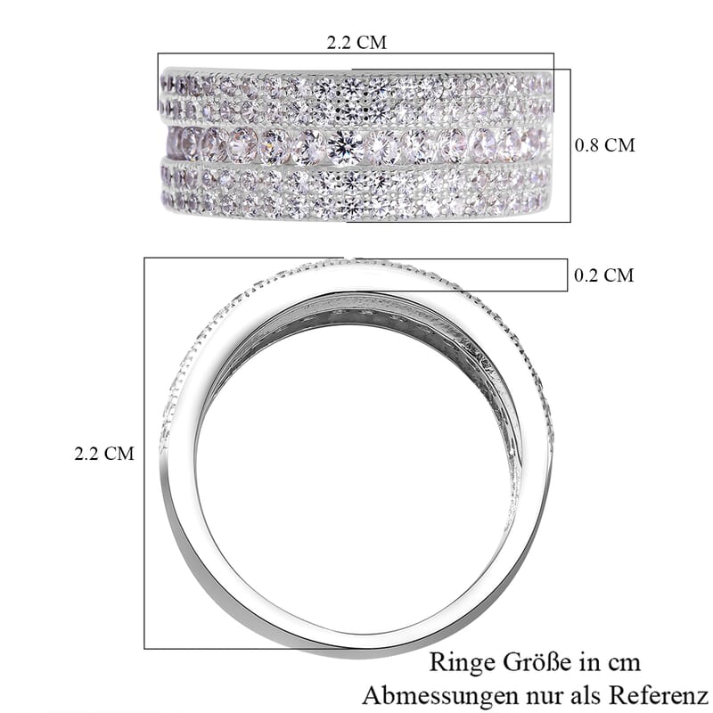 Simulated Diamond 1.67 ctw Ring in Rhodium Over Sterling Silver (Size 8)