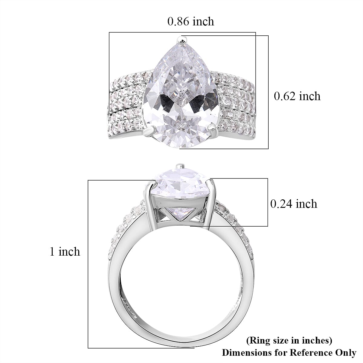 Simulated Diamond Ring in Rhodium Over Sterling Silver (Size 8.0)