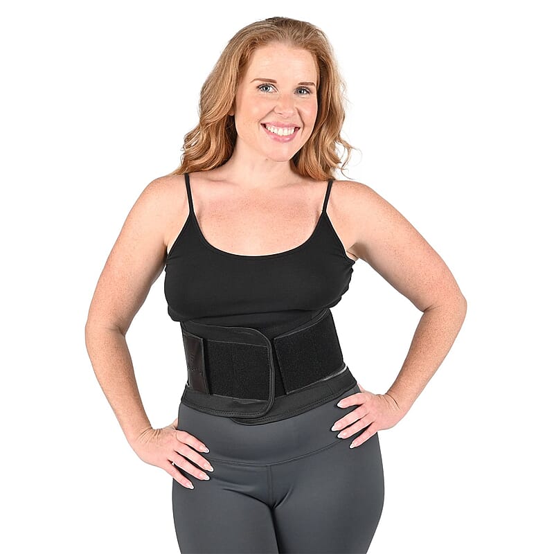 Letsfit Black Waist Trainer Lumber Support Belt with Measuring Tape - M