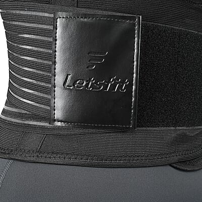 Letsfit Black Waist Trainer Lumber Support Belt with Measuring Tape - M
