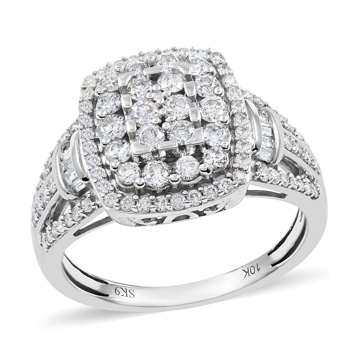10K White Gold G-H I2-I3 Diamond Ring (Size 7.0) 4.75 Grams 1.00 ctw image number 0