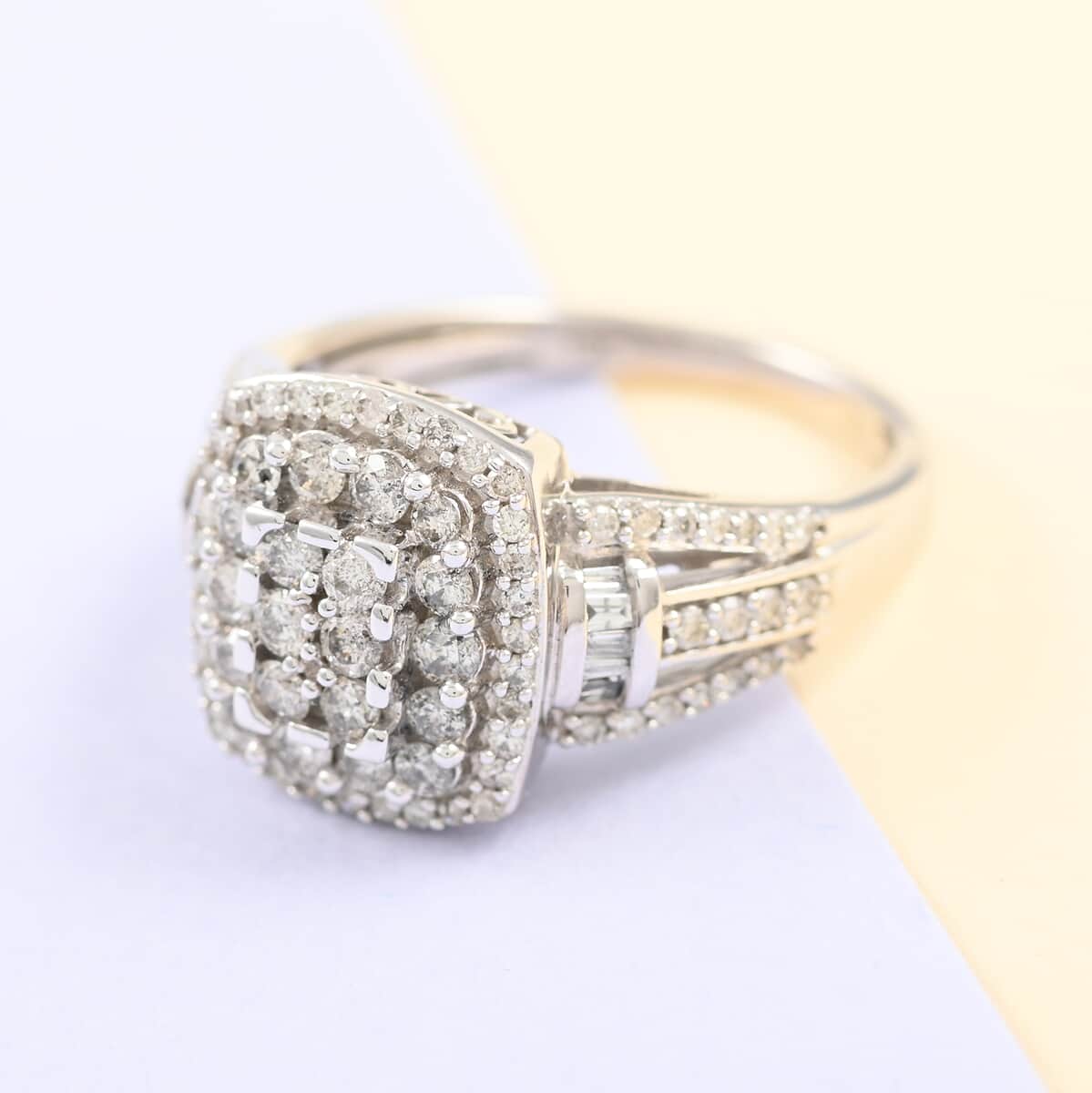 10K White Gold G-H I2-I3 Diamond Ring (Size 7.0) 4.75 Grams 1.00 ctw image number 1