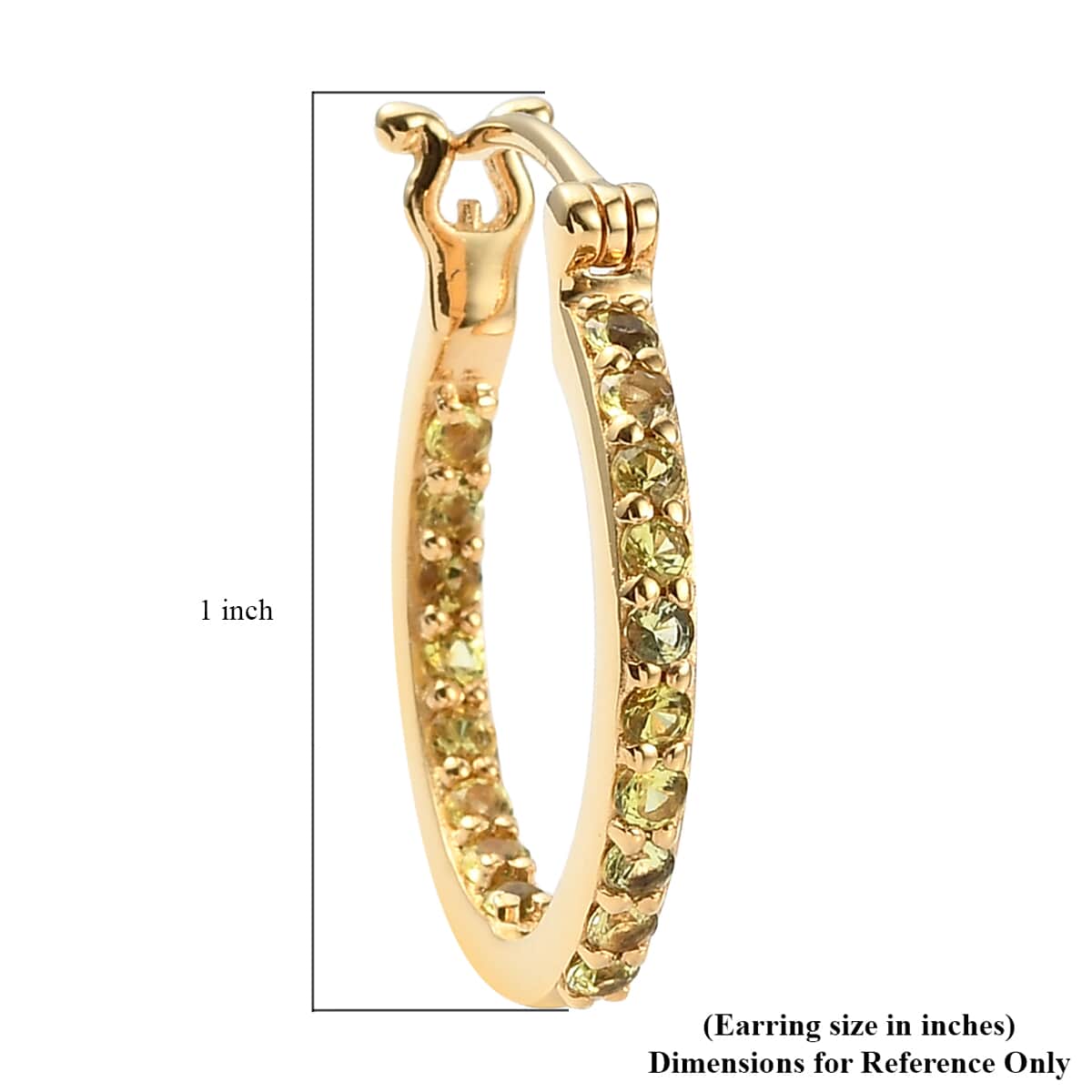 AAA Natural Tanzanian Canary Tourmaline Inside Out Hoop Earrings in Vermeil Yellow Gold Over Sterling Silver 1.15 ctw image number 4