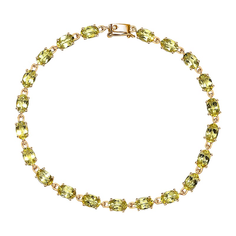 Luxoro AAA Canary Tourmaline 8.35 ctw Link Bracelet In 14K Yellow Gold (7.25 In)