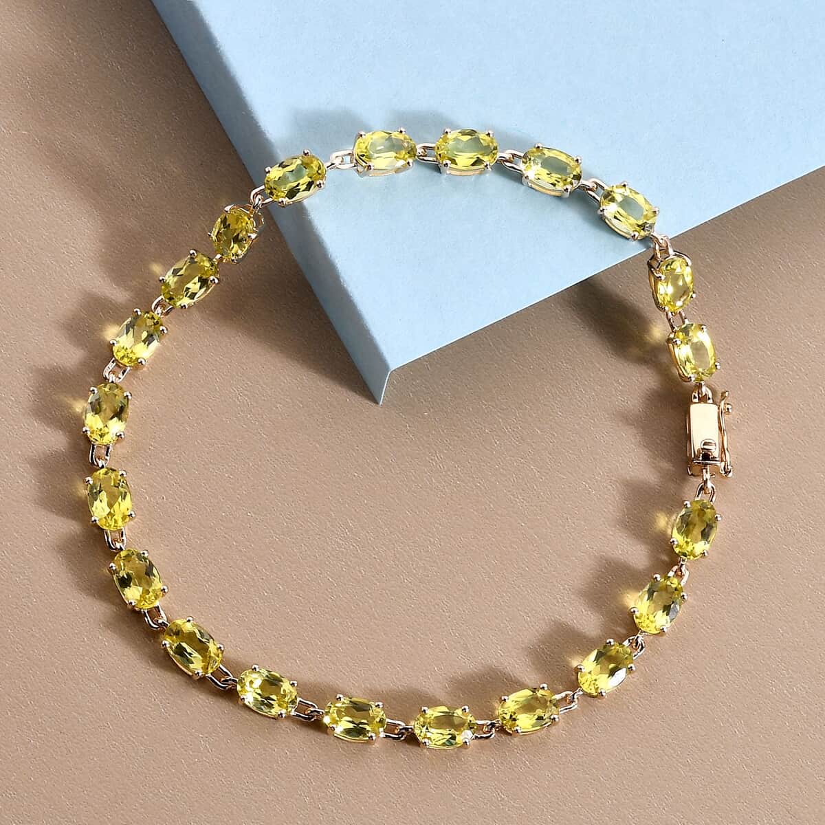 Luxoro 14K Yellow Gold AAA Canary Tourmaline Link Bracelet (7.25 In) 8.35 ctw image number 1