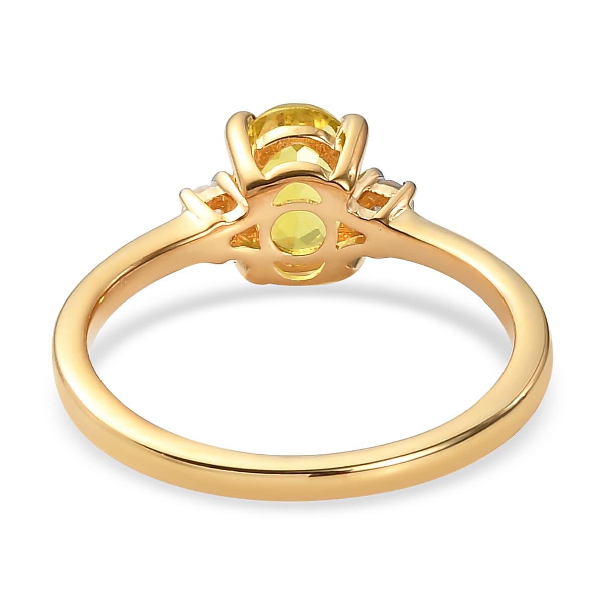 AAA Natural Tanzanian Canary Tourmaline and Diamond Ring in Vermeil Yellow Gold Over Sterling Silver (Size 5.0) 0.90 ctw image number 4