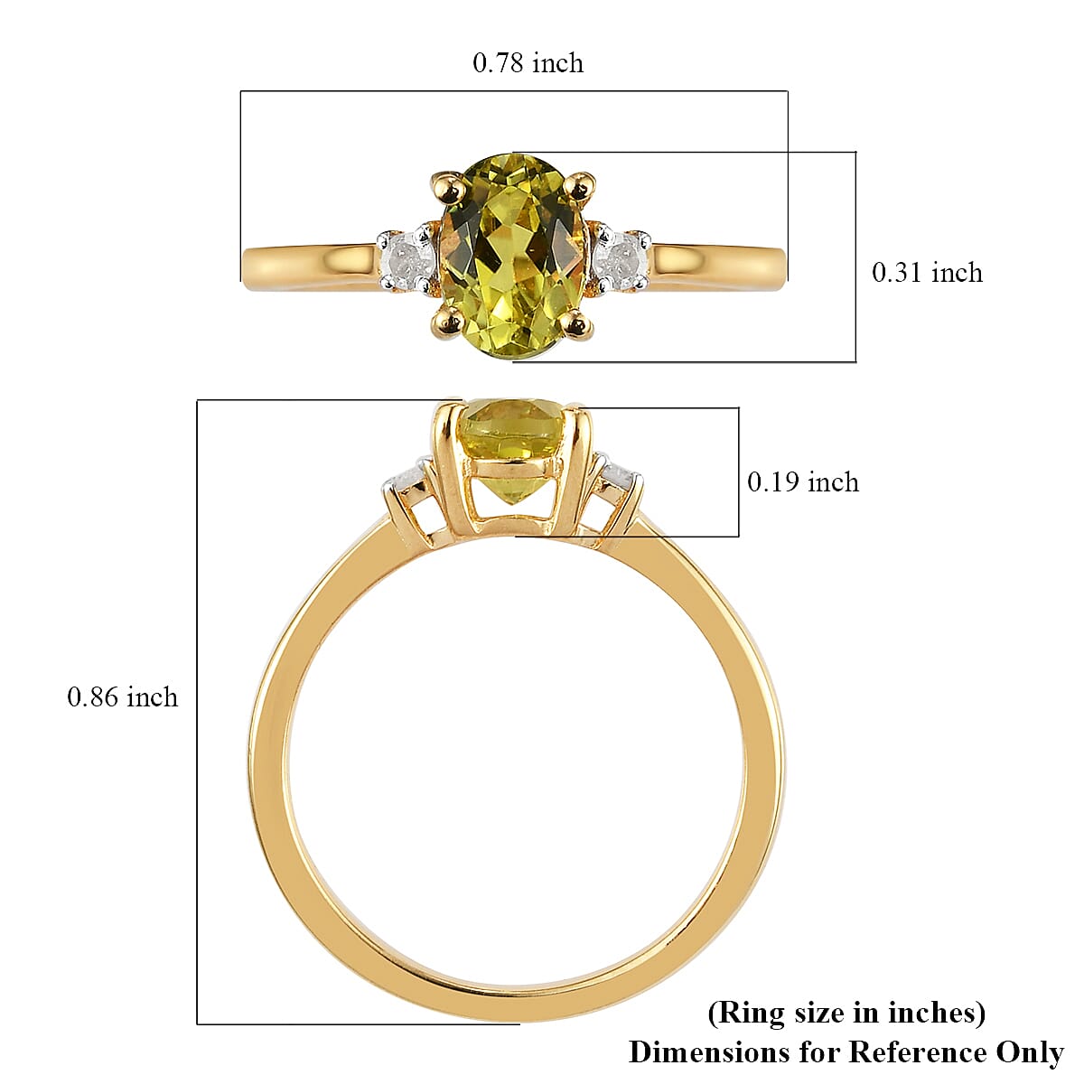 AAA Natural Tanzanian Canary Tourmaline and Diamond Ring in Vermeil Yellow Gold Over Sterling Silver (Size 7.0) 0.90 ctw image number 5