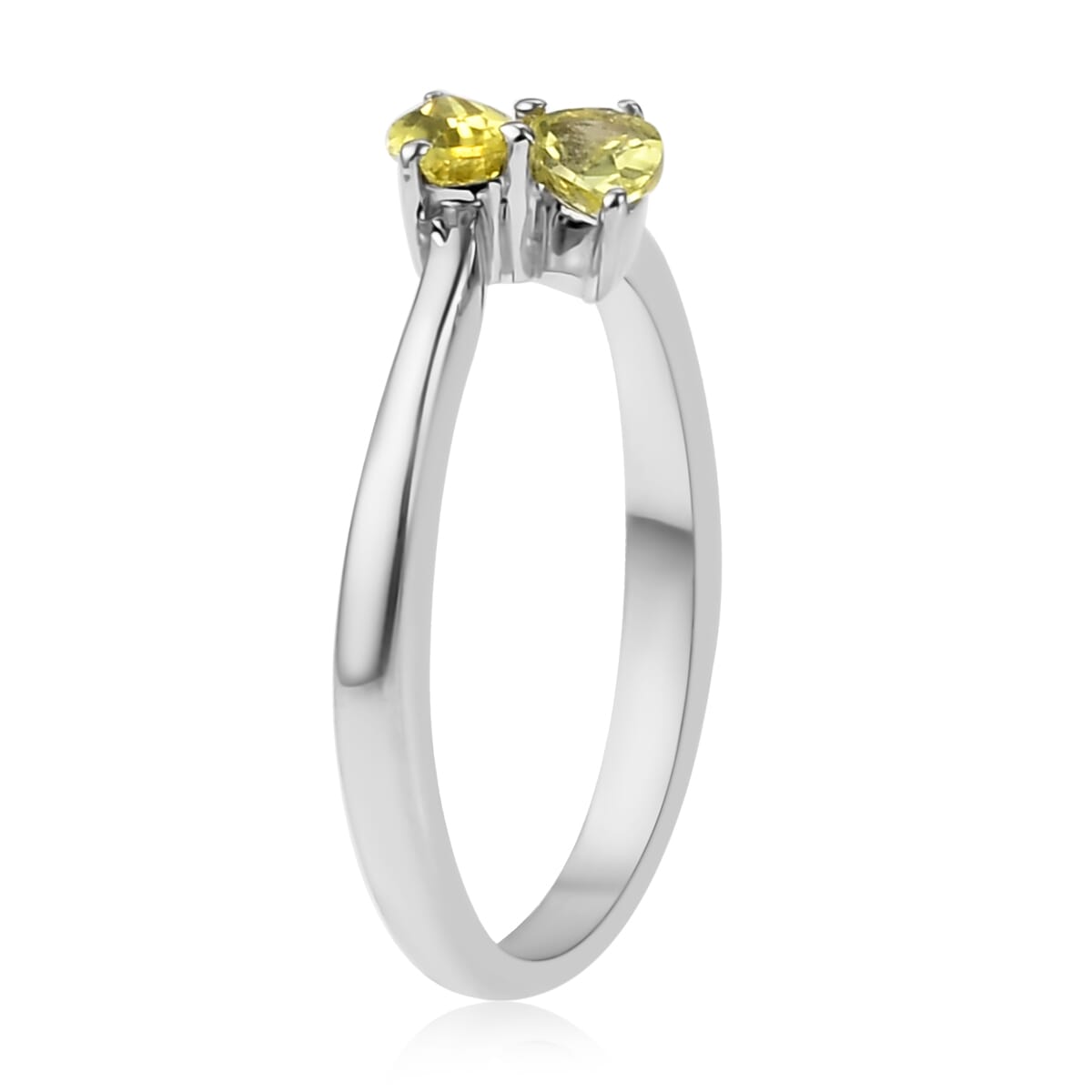 AAA Natural Tanzanian Canary Tourmaline Bypass Ring in Platinum Over Sterling Silver (Size 7.0) 0.35 ctw image number 3