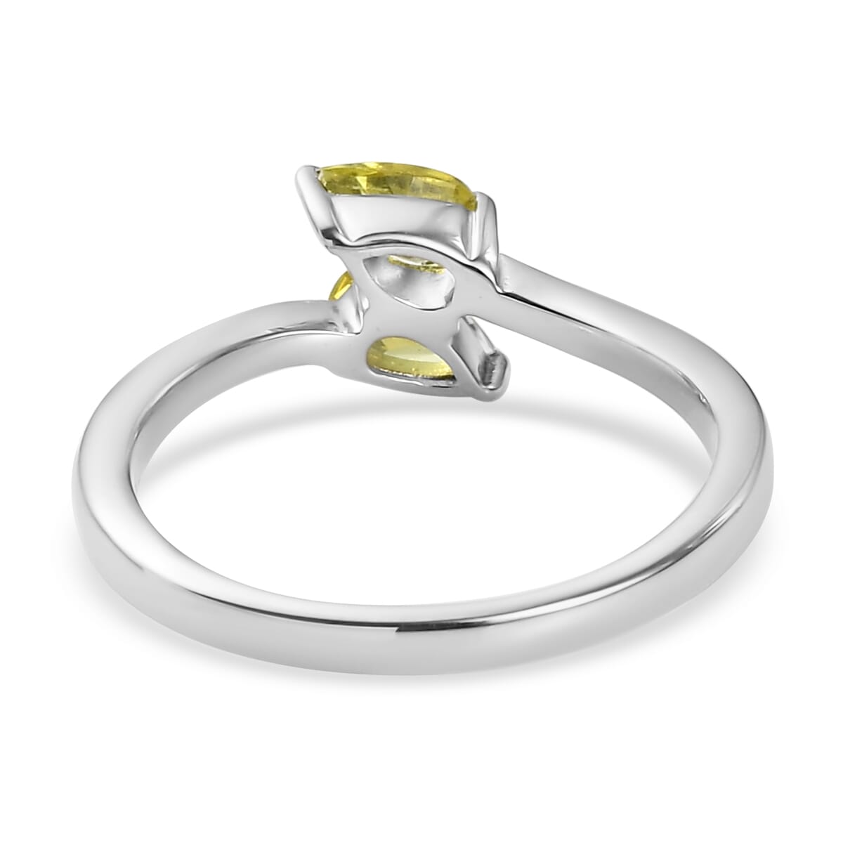 AAA Natural Tanzanian Canary Tourmaline Bypass Ring in Platinum Over Sterling Silver (Size 7.0) 0.35 ctw image number 4
