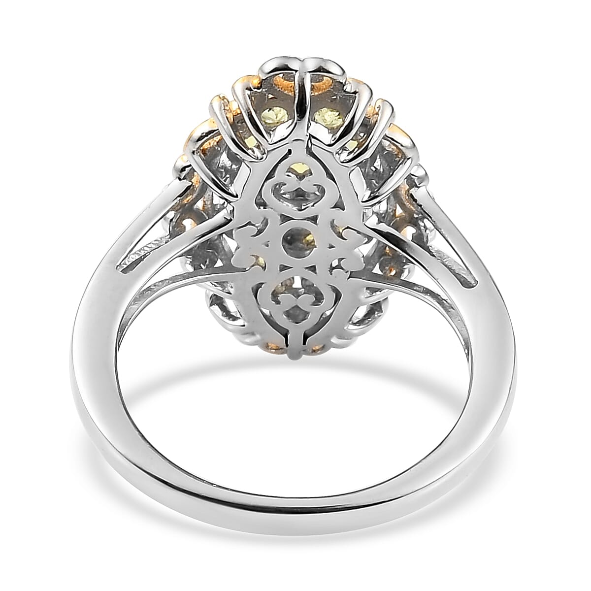 AAA Natural Tanzanian Canary Tourmaline Ring in Vermeil Yellow Gold and Platinum Over Sterling Silver (Size 6.0) 0.85 ctw image number 4