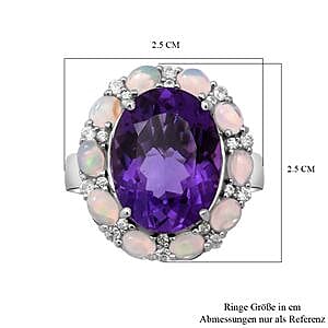 Lusaka Amethyst and Multi Gemstone 9.37 ctw Ring in Platinum Over Sterling Silver (Size 11.5)