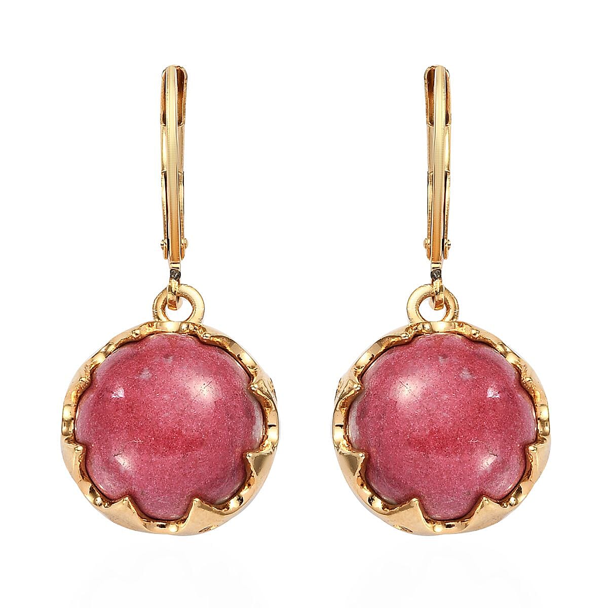 Karis Norwegian Thulite and Natural White Zircon Lever Back Earrings in 18K YG Plated 16.50 ctw