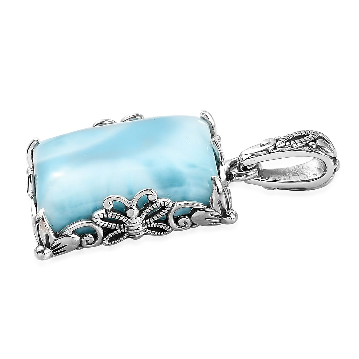 Artisan Crafted Larimar Fancy Pendant in Sterling Silver 17.27 ctw