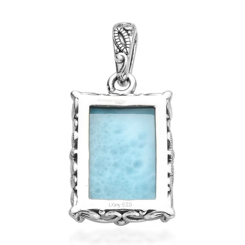 Artisan Crafted Larimar Fancy Pendant in Sterling Silver 17.27 ctw