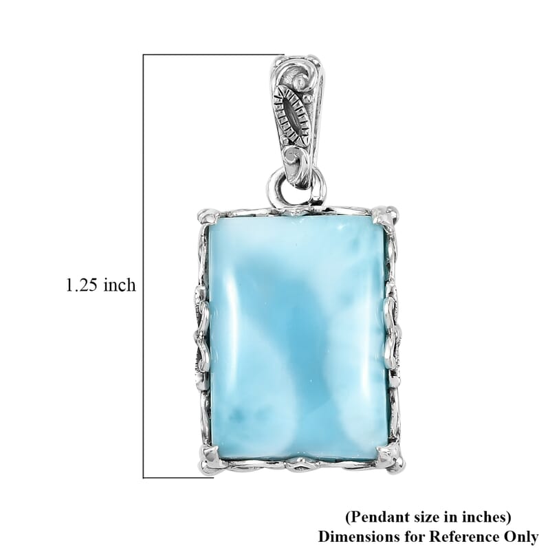 Artisan Crafted Larimar Fancy Pendant in Sterling Silver 17.27 ctw
