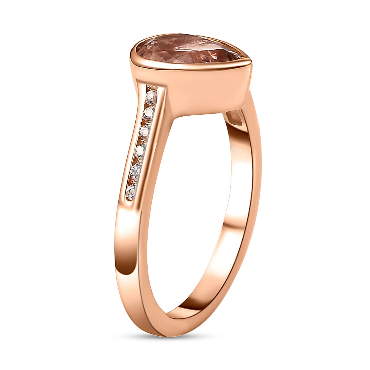 Morganite and White Zircon 1.32 ctw Ring in Vermeil RG Over Sterling Silver (Size 11.5)
