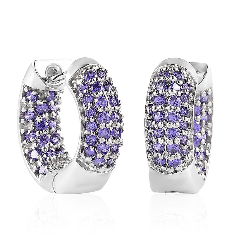 Karis Simulated Purple Diamond Hoop Earrings in Platinum Bond 3.25 ctw