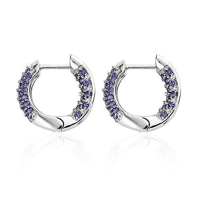 Karis Simulated Purple Diamond Hoop Earrings in Platinum Bond 3.25 ctw