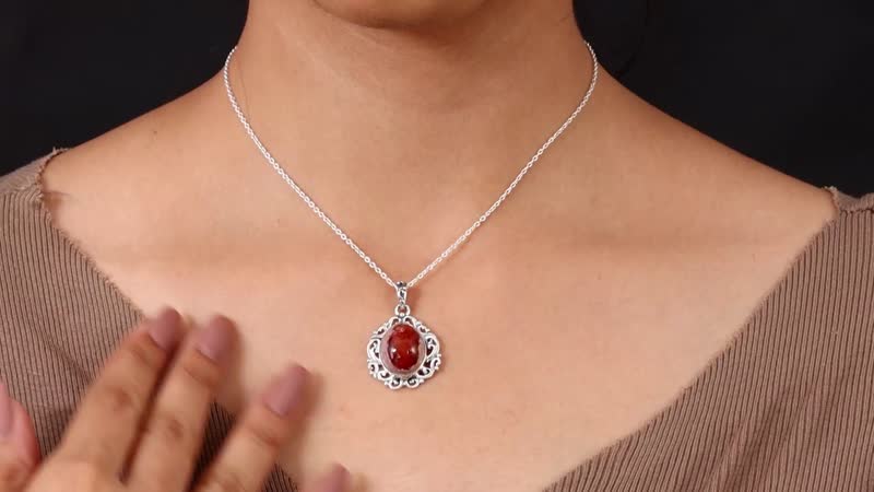 Artisan Crafted Mother of Fire Opal Solitaire Pendant without Chain in Sterling Silver 7.25 ctw