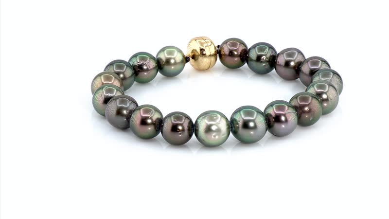 ILIANA 18K Yellow Gold Magnetic Lock AAA Tahitian Cultured Pearl Bracelet (6.50 In)