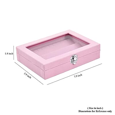 Livmore Pink Velvet Earrings Box with Glass Window