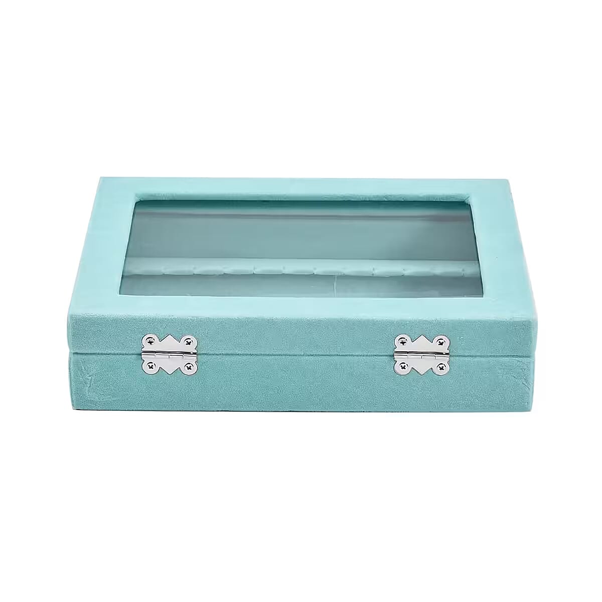 Livmore Turquoise Blue Velvet Earrings Box with Glass Window image number 7