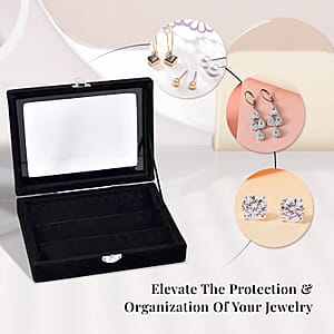 Livmore Black Velvet Earrings Box with Glass Window