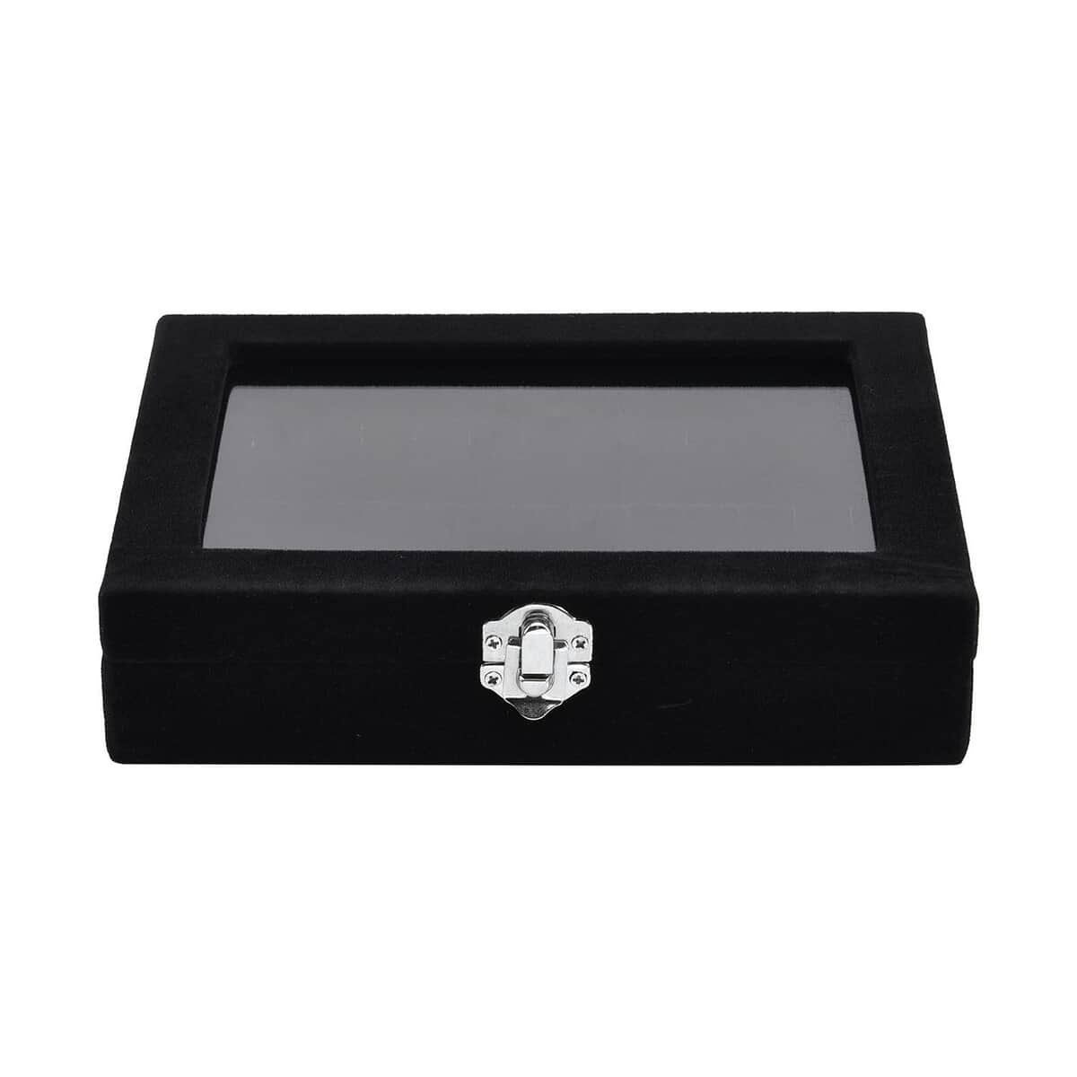 Black Velvet Earrings Box with Glass Window image number 2