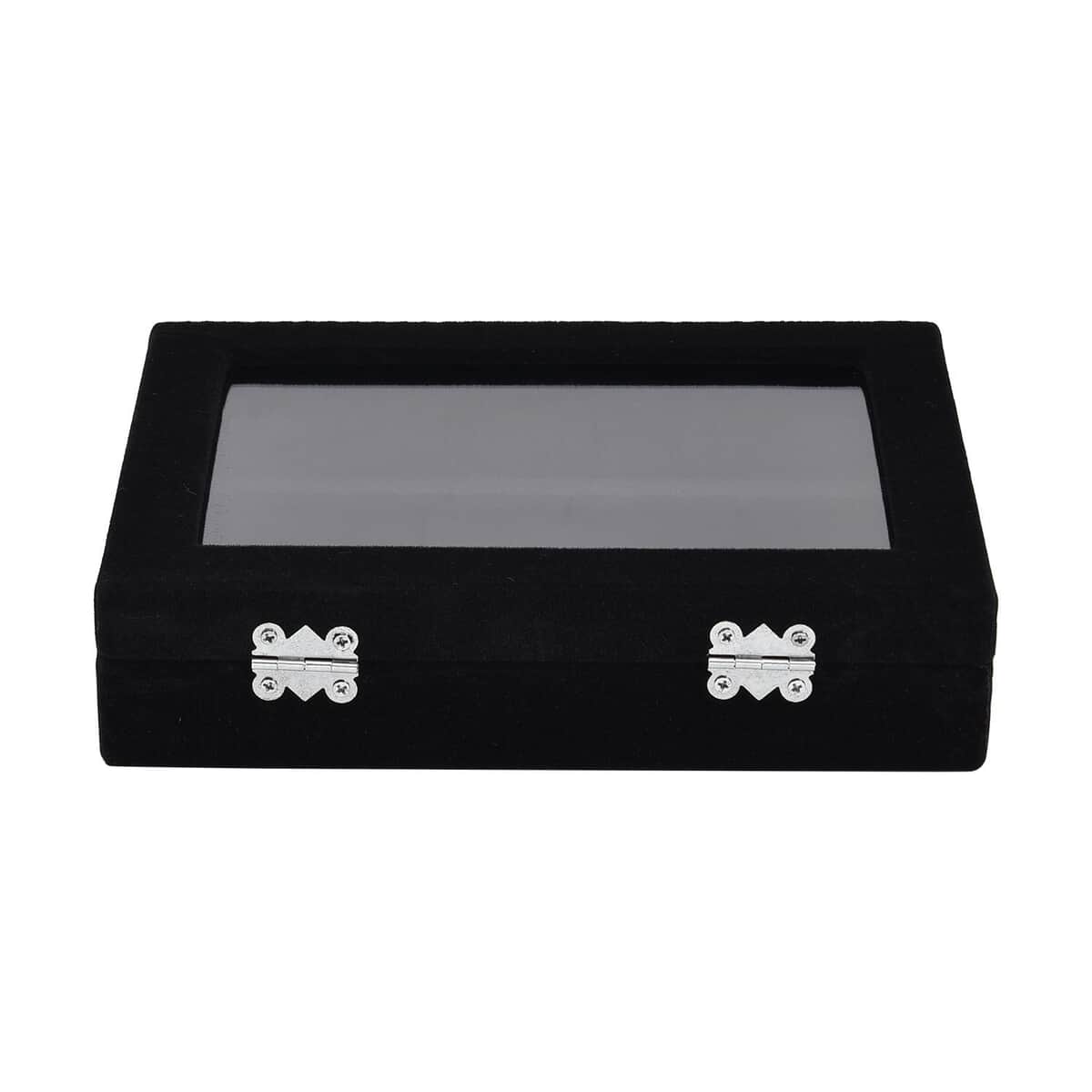 Black Velvet Earrings Box with Glass Window image number 4