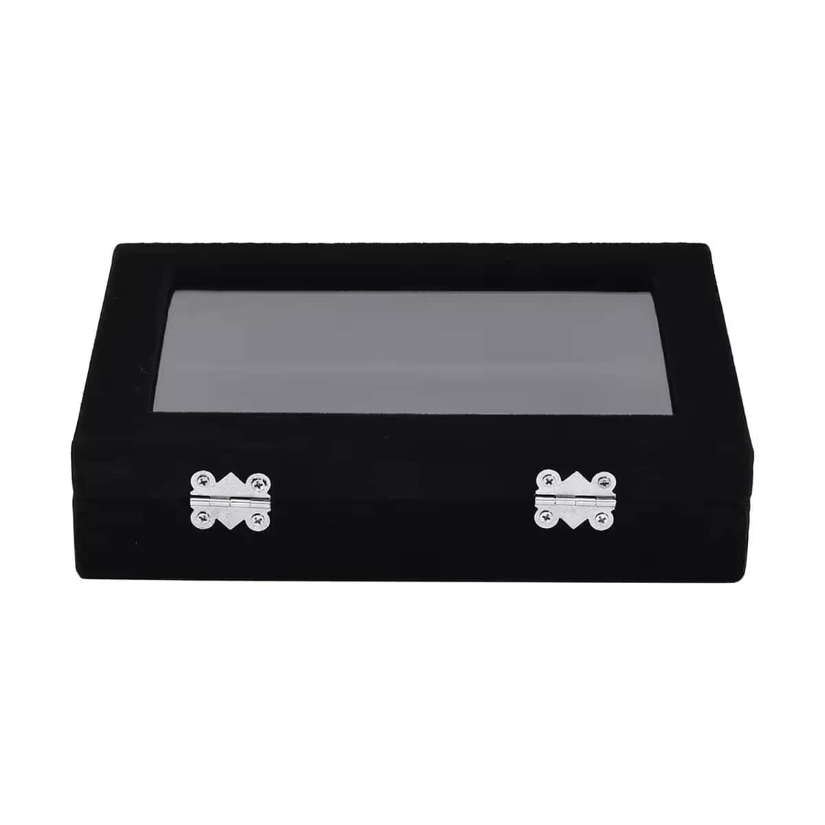 Black Velvet Earrings Box with Glass Window image number 7