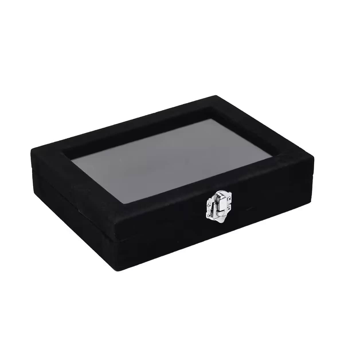 Black Velvet Earrings Box with Glass Window image number 8