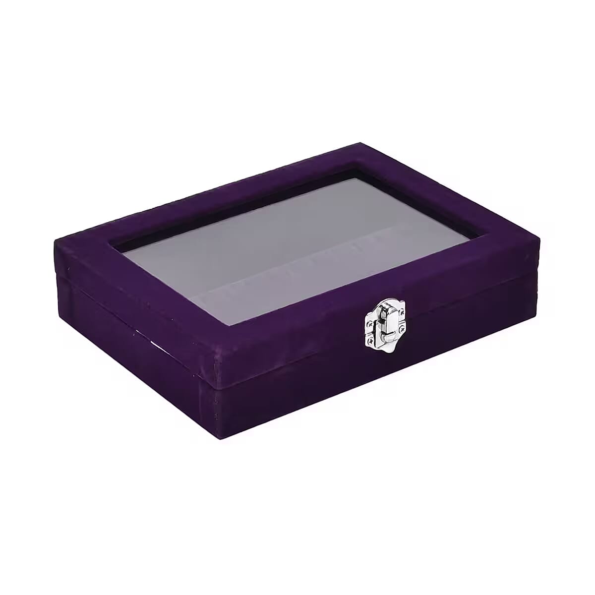 Livmore Purple Velvet Earrings Box with Glass Window image number 8