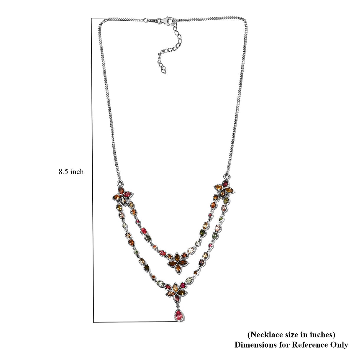Multi-Tourmaline Necklace 18 Inches in Platinum Over Sterling Silver 19 Grams 9.00 ctw image number 5