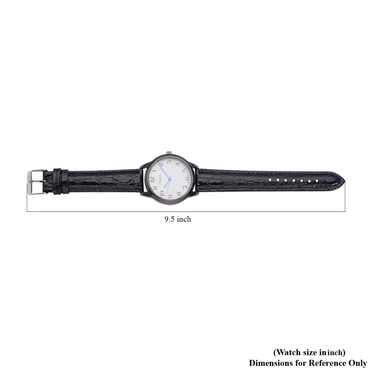 Strada Japanese Movement Watch with Black Crocodile Embossed Faux Leather Strap (38mm) image number 6