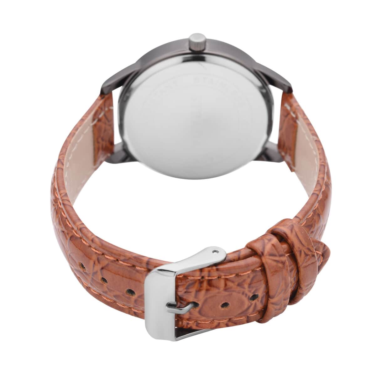 Strada Japanese Movement Watch with Light Brown Crocodile Embossed Faux Leather Strap (38mm) image number 5