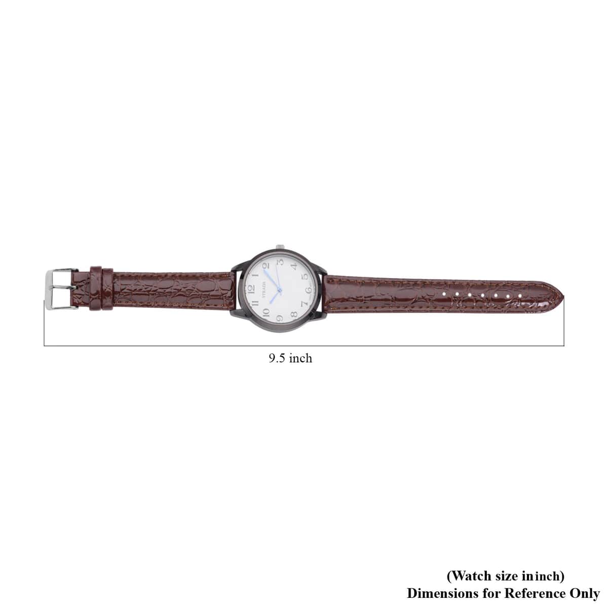 Strada Japanese Movement Watch with Dark Brown Crocodile Embossed Faux Leather Strap (38mm) image number 6