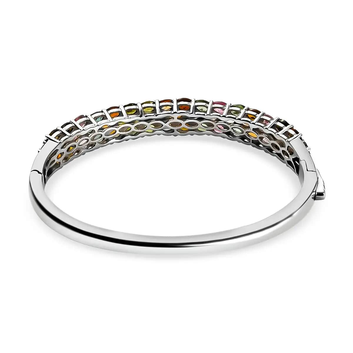 Multi-Tourmaline Bangle Bracelet in Platinum Over Sterling Silver (8.00 In) 19.65 Grams 8.15 ctw image number 5