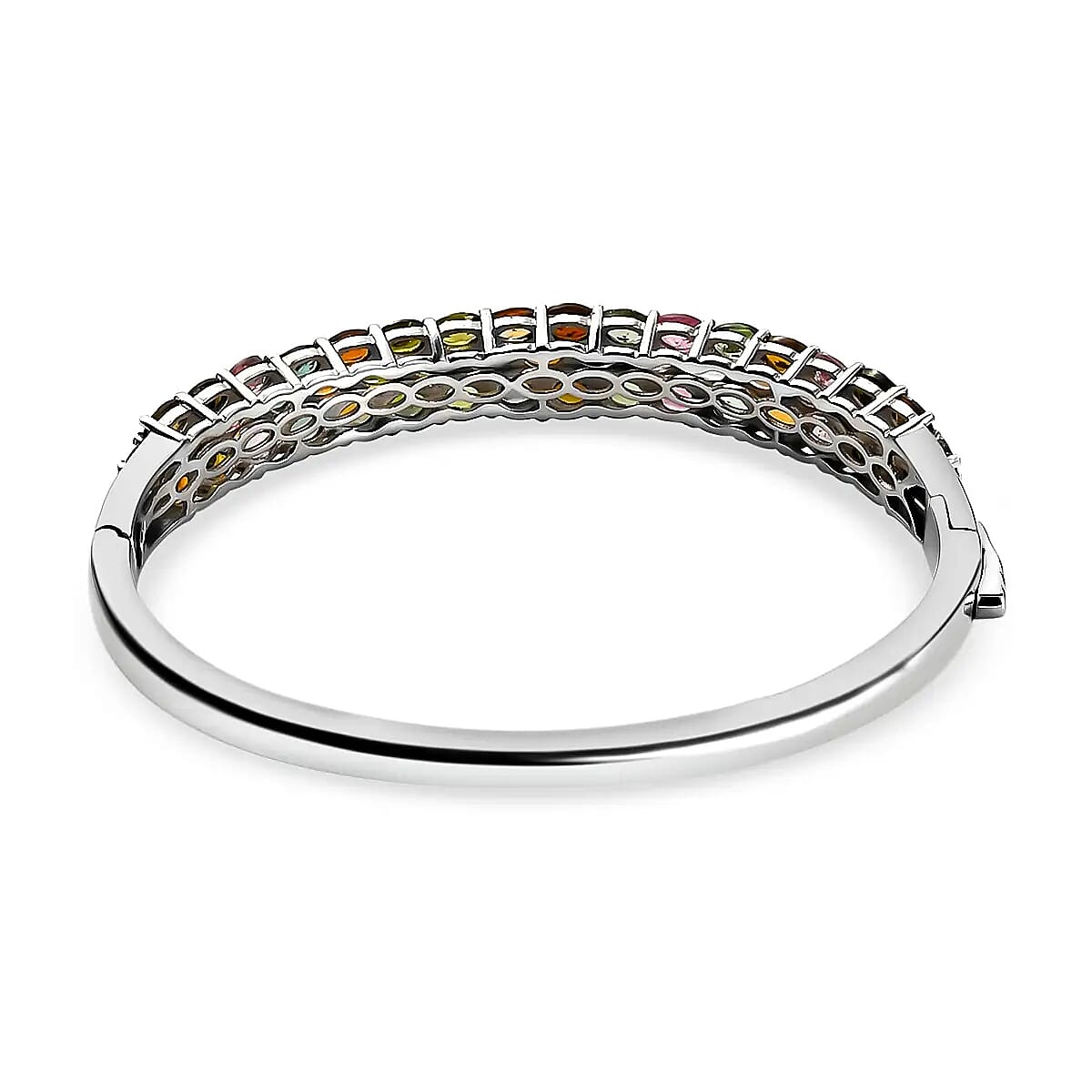 Multi-Tourmaline Bangle Bracelet in Platinum Over Sterling Silver (7.25 In) 8.15 ctw image number 5
