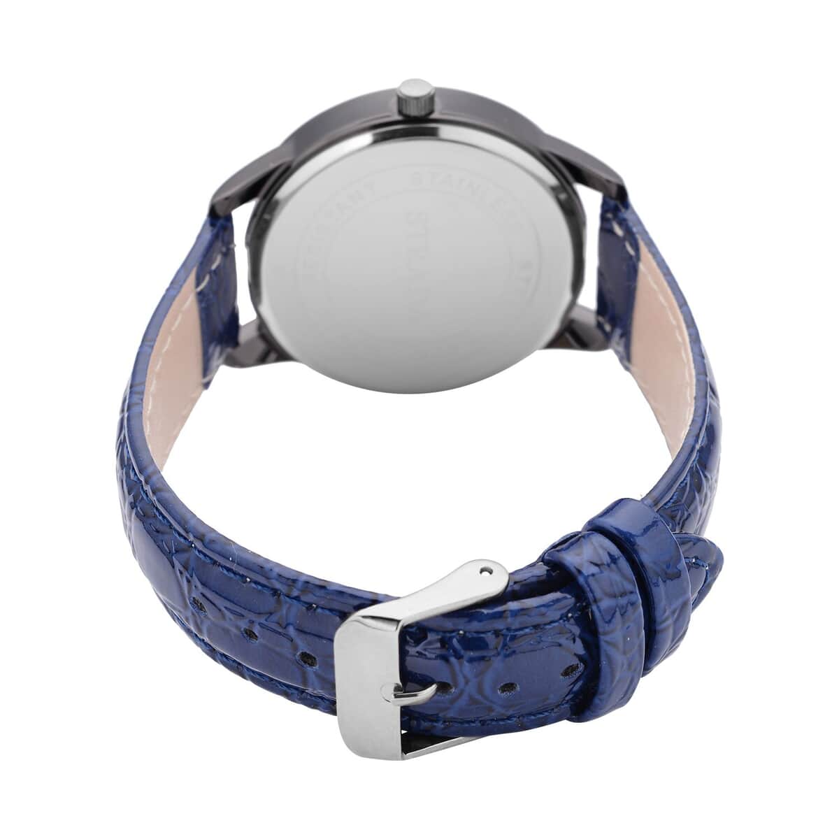 Strada Japanese Movement Watch with Navy Blue Crocodile Embossed Faux Leather Strap (38mm) image number 5