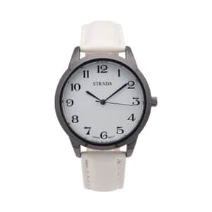 Strada Japanese Movement Watch with White Crocodile Embossed Faux Leather Strap (38mm)