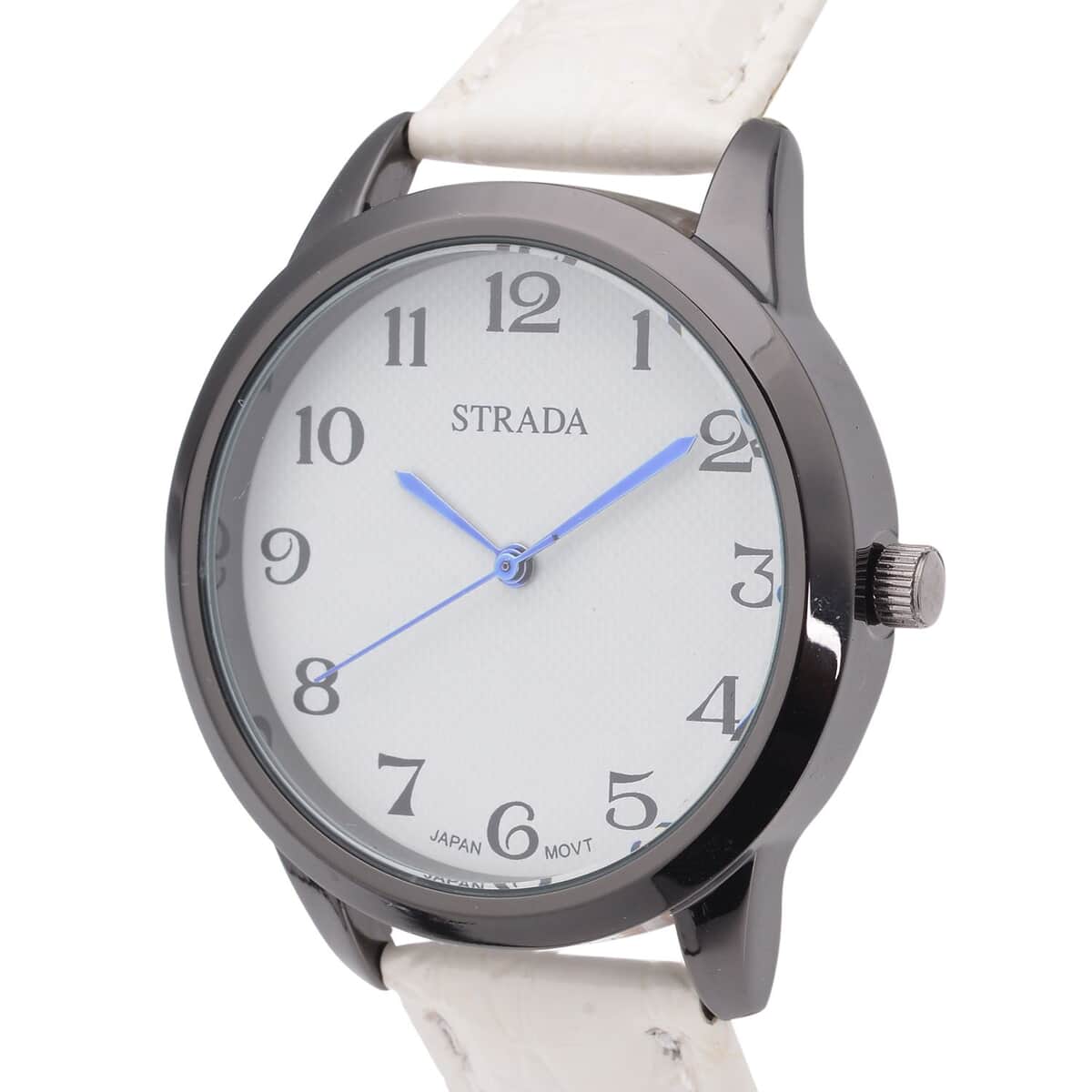 Strada Japanese Movement Watch with White Crocodile Embossed Faux Leather Strap (38mm) image number 3