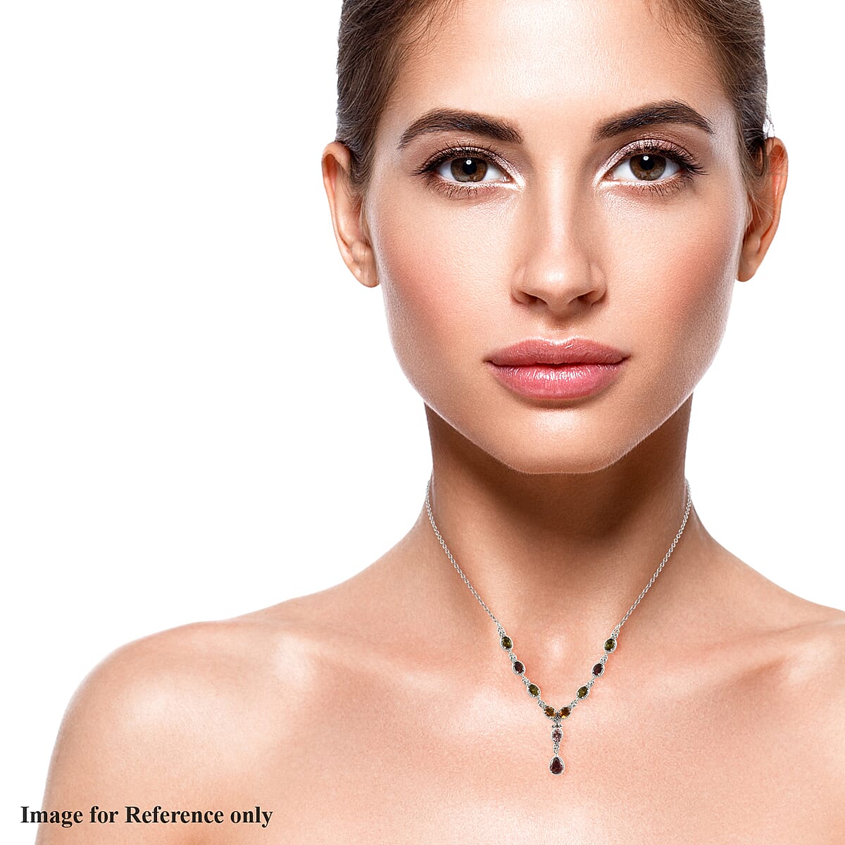 Multi-Tourmaline and Natural White Zircon Necklace 18 Inches in Platinum Over Sterling Silver 5.35 ctw image number 2