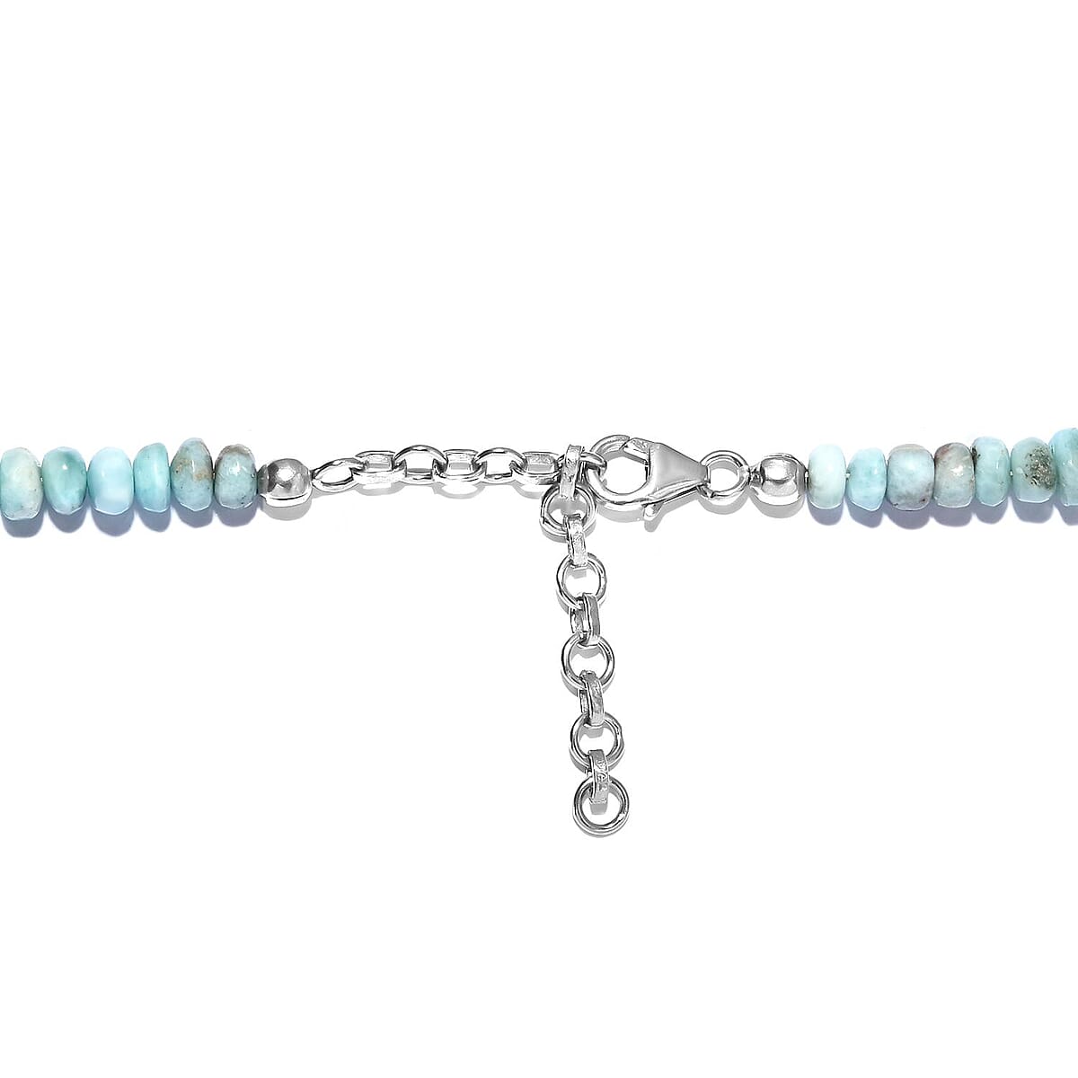 Larimar Beaded Necklace 18-20 Inches in Rhodium Over Sterling Silver 148.85 ctw image number 4