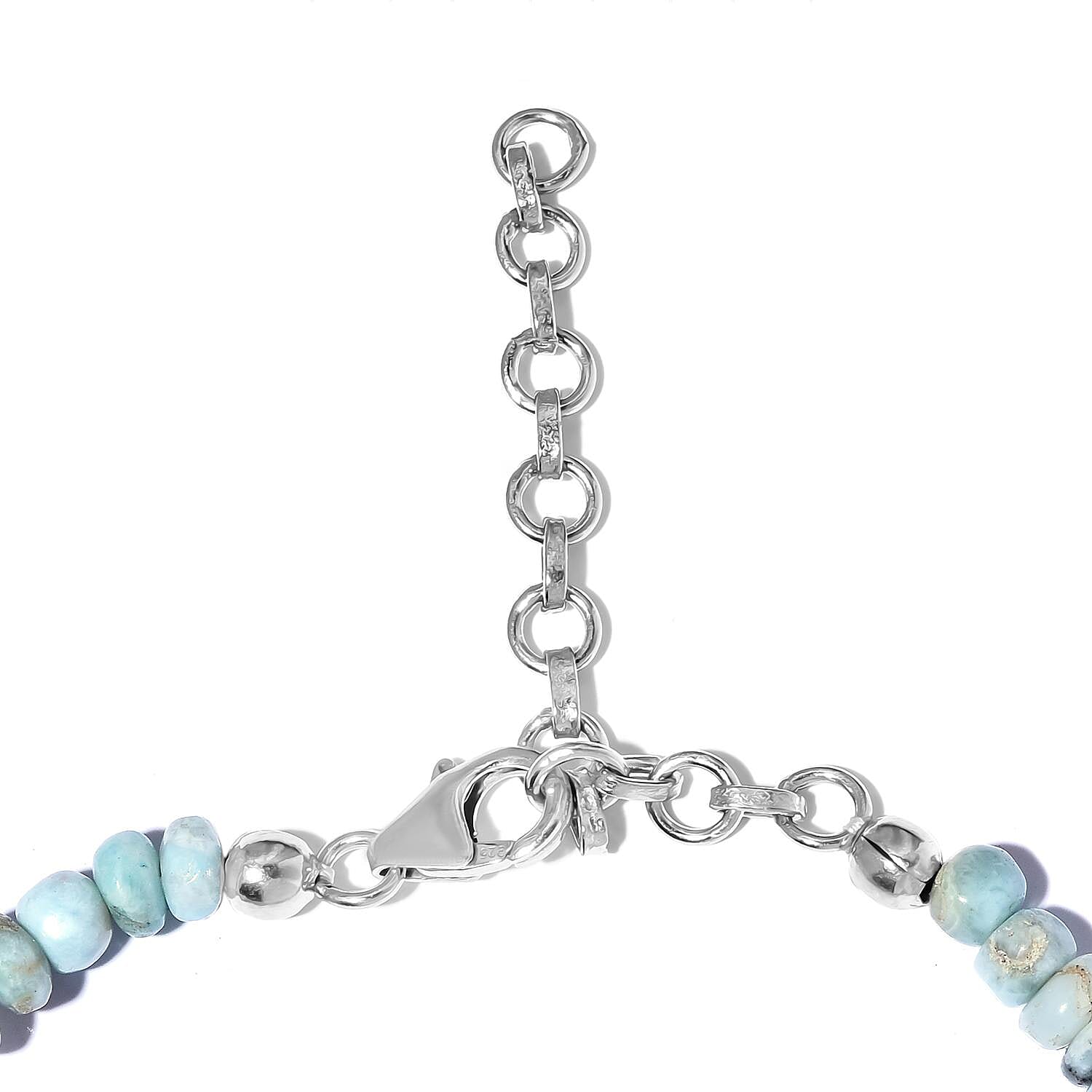 Larimar Beaded Bracelet in Rhodium Over Sterling Silver (7.25-9.25In) 50.25 ctw