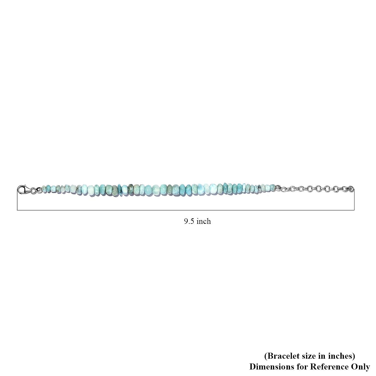 Larimar Beaded Bracelet in Rhodium Over Sterling Silver (7.25-9.25In) 50.25 ctw