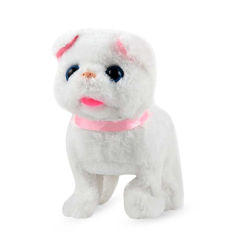 White Electric Walking Plush Cat (Battery 2xAA Not Included)