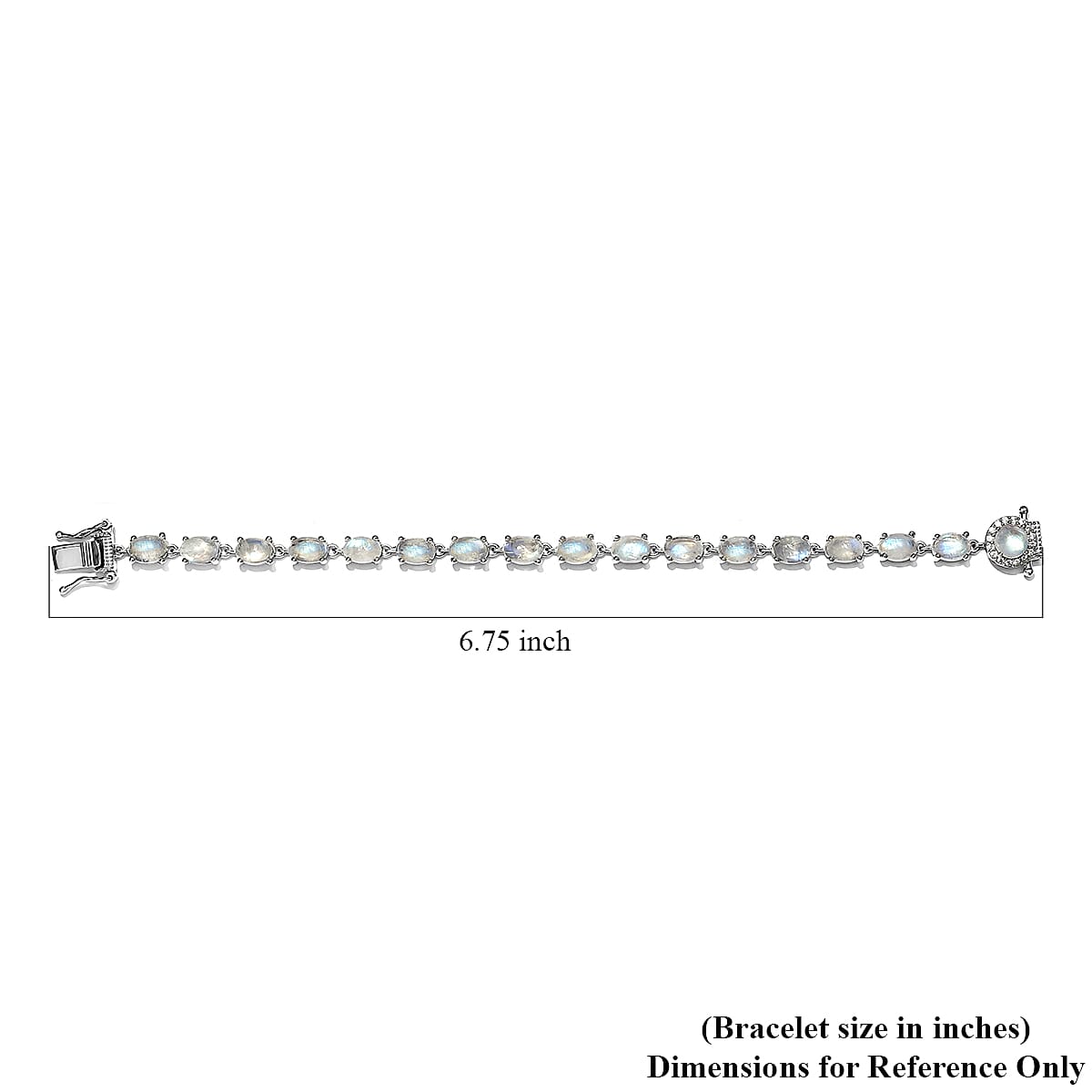Kuisa Rainbow Moonstone and Natural White Zircon Bracelet in Platinum Over Sterling Silver (6.50 In) 8.55 Grams 18.40 ctw