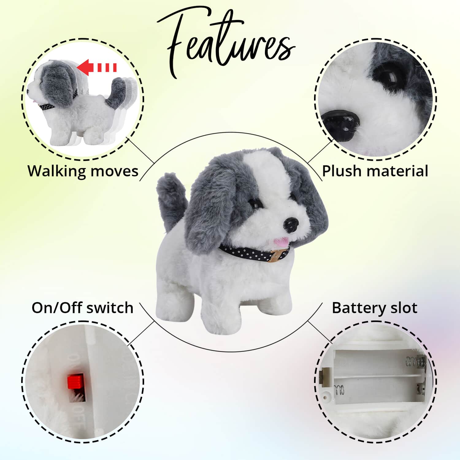 Walking cheap plush dog