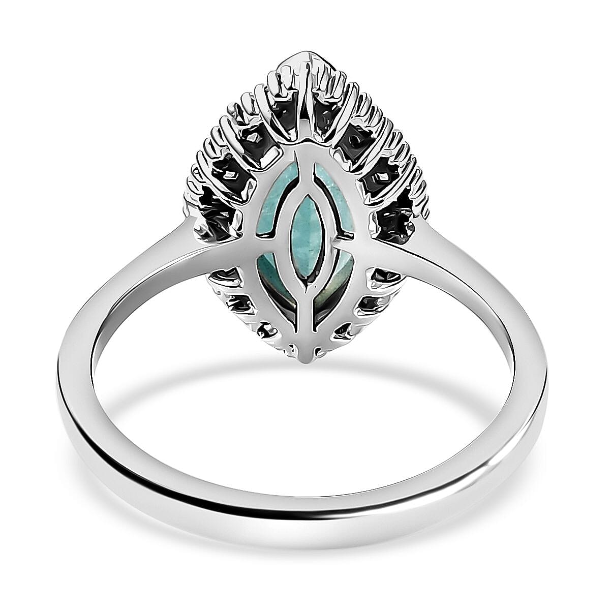 Grandidierite, Diamond 2.00 ctw Halo Ring in Platinum Over Sterling Silver,Wedding Rings For Women (Size 10.00)